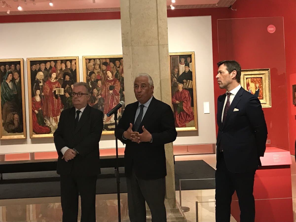 Primeiro-Ministro António Costa e Ministro da Cultura, Castro Mendes, na apresentação do quadro do século XV «Anunciação» no Museu de Arte Antiga, Lisboa, 20 março 2018
