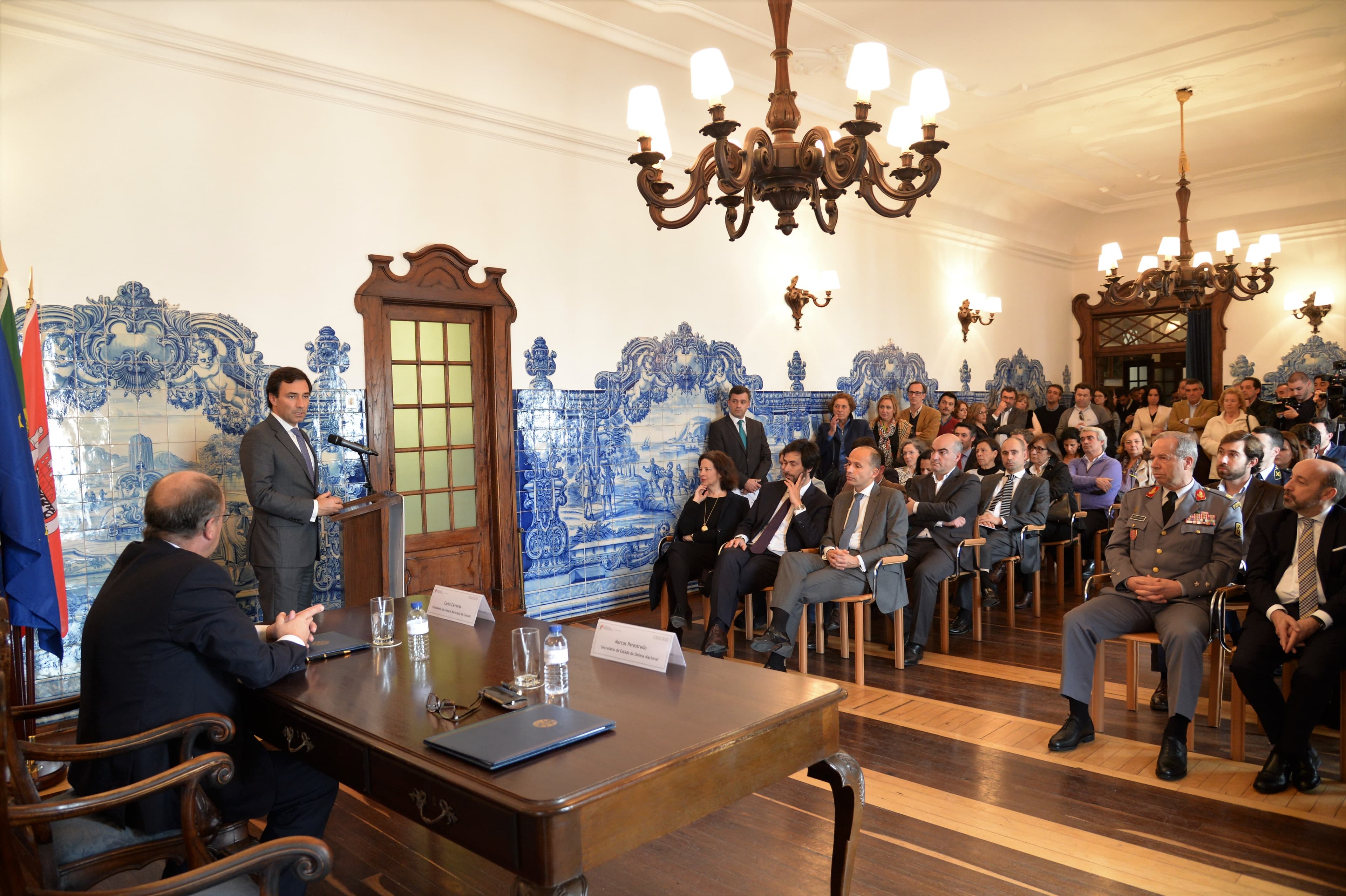 Secretário de Estado da Defesa Nacional, Marcos Perestrello, na assinatura de um protocolo com o município de Cascais para a manutenção do Forte de Santo António do Estoril, Cascais, 13 março 2018