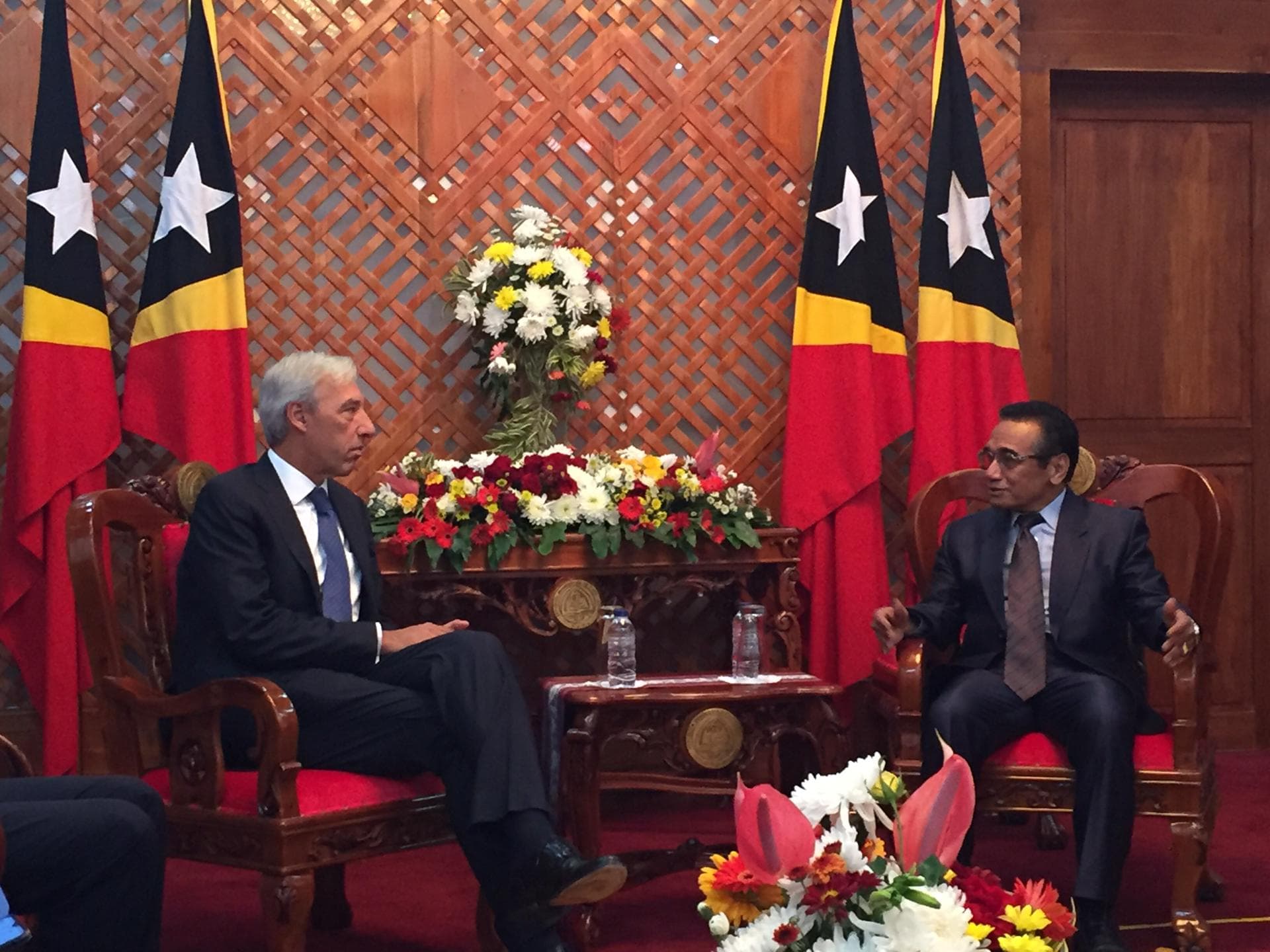 Ministro da Defesa Nacional, João Gomes Cravinho, com Presidente da República de Timor-Leste, Francisco Guterres Lú-Olo, Díli, 30 agosto 2019