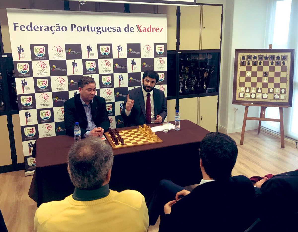 Ministro da Educação, Tiago Brandão Rodrigues, na inauguração da nova sede da Federação Portuguesa de Xadrez, Lisboa, 22 janeiro 2019