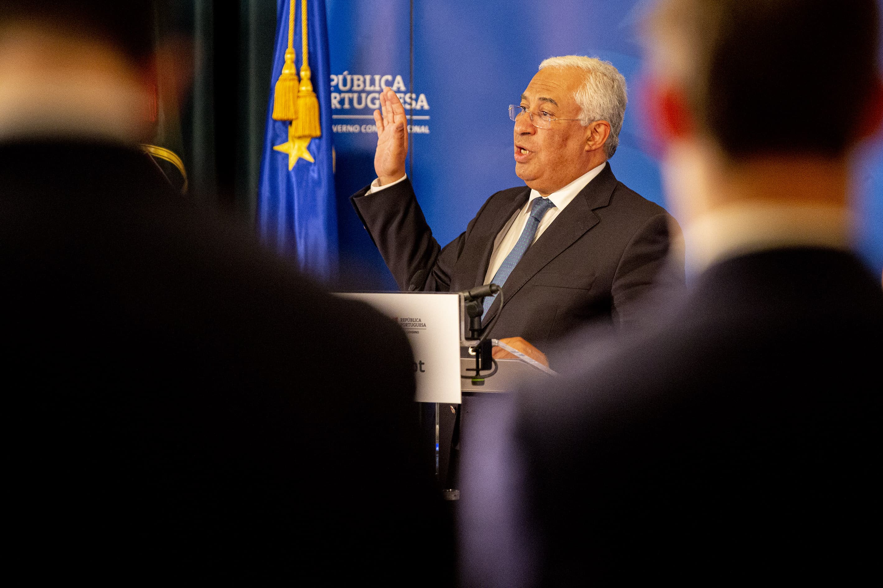 Primeiro-Ministro António Costa na conferência de imprensa após a reunião do Conselho de Ministros, Lisboa, 15 maio 2020 (Foto: João Bica)