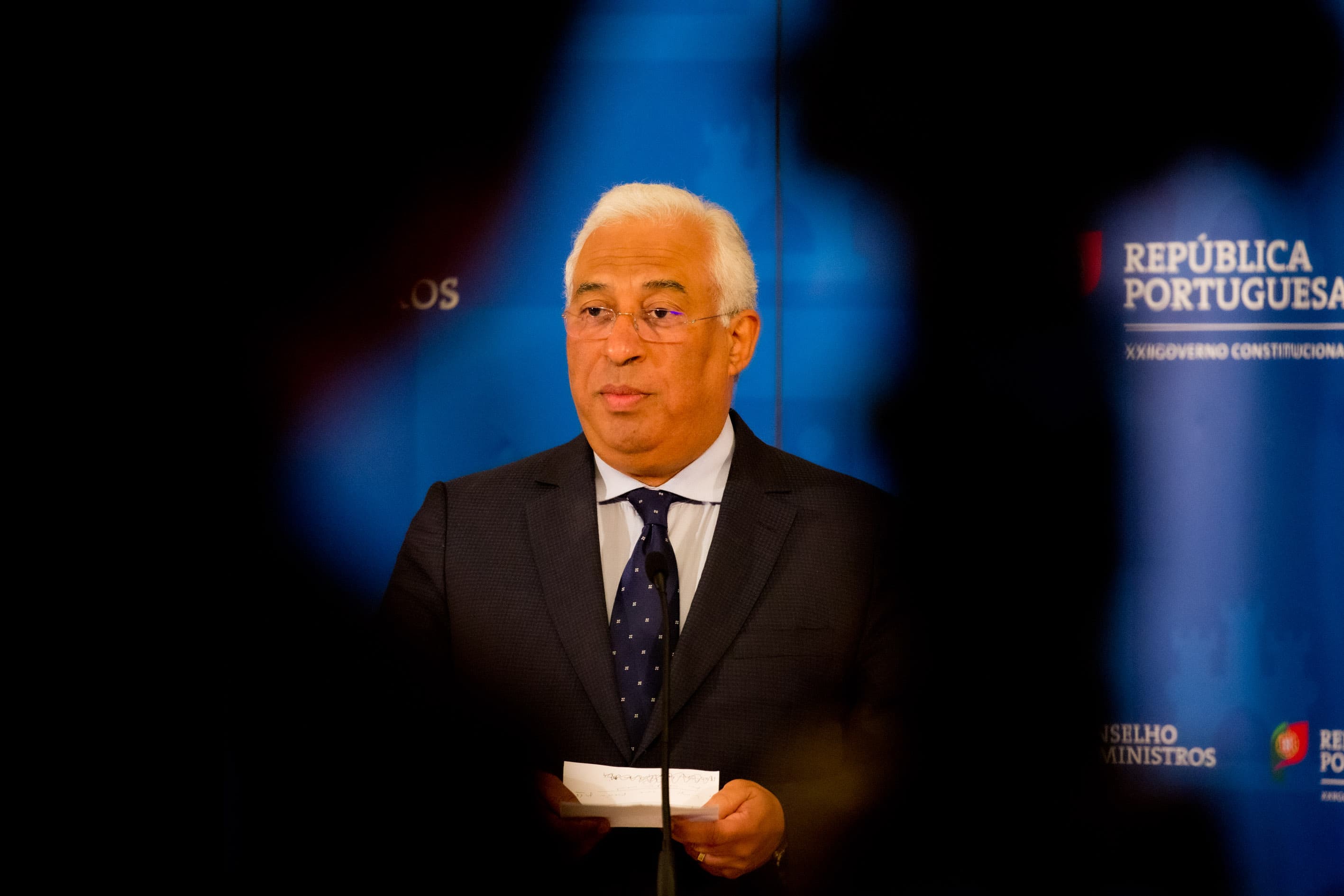 Primeiro-Ministro António Costa durante uma conferência de imprensa sobre novas medidas tomadas para o período de estado de emergência, Lisboa, 2 abril 2020 (Foto: João Bica)