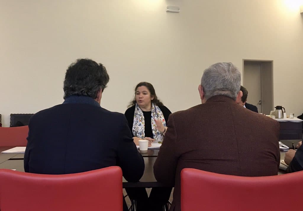 Ministra da Modernização do Estado e da Administração Pública, Alexandra Leitão, na reunião com a Comunidade Intermunicipal da Beira Baixa no âmbito do Roteiro para a Descentralização, Castelo Branco, 15 janeiro 2020