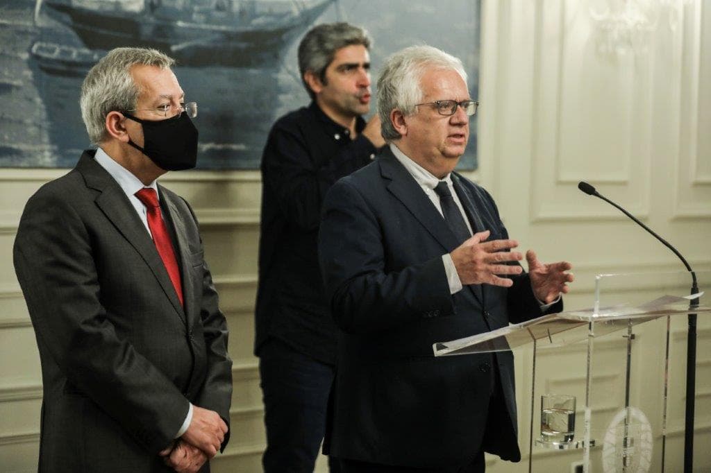 Ministro da Administração Interna, Eduardo Cabrita, e Secretário de Estado Adjunto e da Administração Interna, Antero Luís, apresentam as medidas para a segurança da eleição presidencial, Lisboa, 10 janeiro 2021 (foto: Miguel A. Lopes/Lusa)
