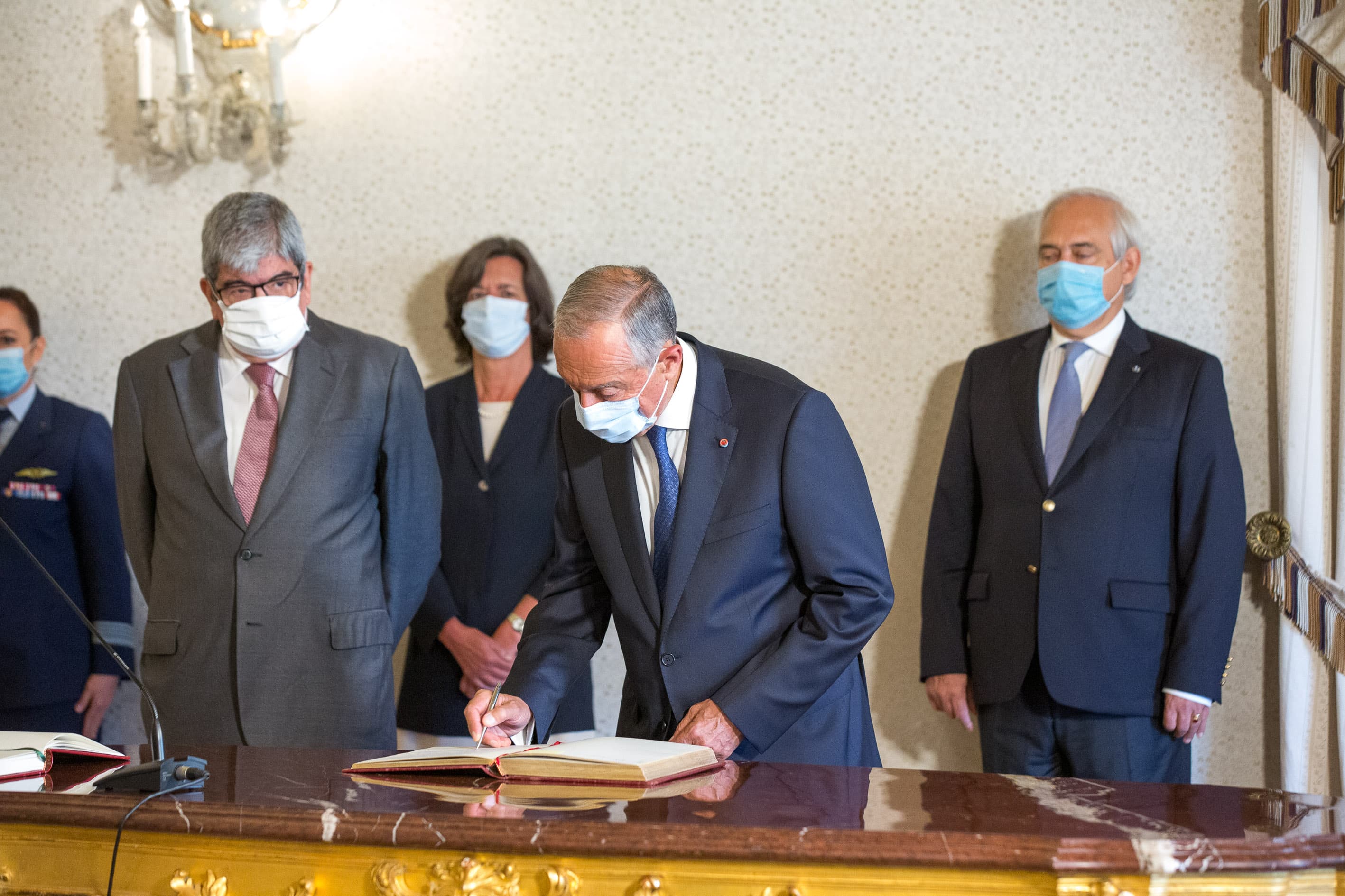 Presidente da República, Marcelo Rebelo de Sousa, na cerimónia de tomada de posse dos membros do Governo da área das Finanças, Lisboa, 15 junho 2020 (Foto: João Bica)