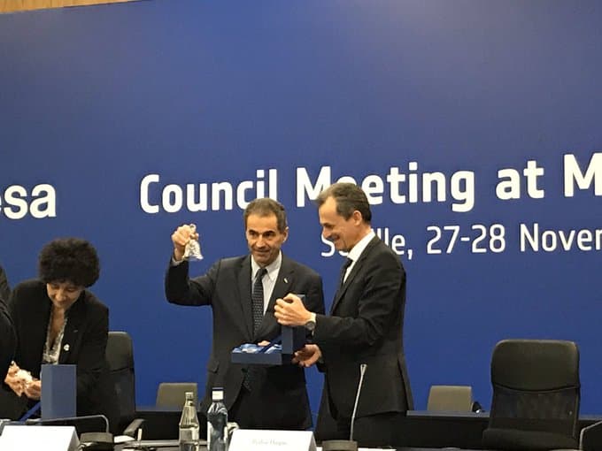 Ministro da Ciência, Tecnologia e Ensino Superior, Manuel Heitor, na reunião do Conselho Ministerial da Agência Espacial Europeia, Sevilha, 28 novembro 2019
