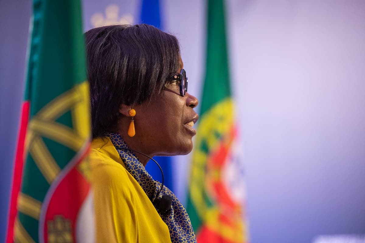 Ministra da Justiça. Francisca Van Dunem, na Conferência de Alto Nível «Para uma Justiça Eletrónica centrada nas pessoas», Lisboa, 26 abril 2021 (Foto: João Bica)