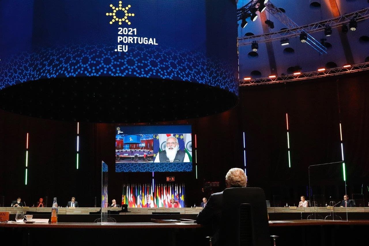 Reunião cimeira entre os dirigentes das instituições e dos Estados da União Europeia e o Primeiro-Ministro da Ãndia, 8 maio 2021 (foto: PPUE)