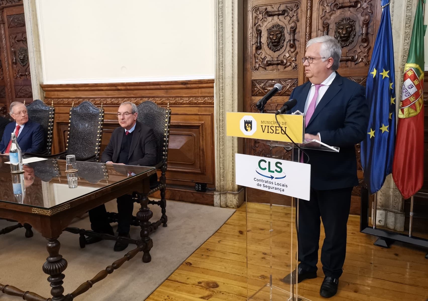 Ministro da Administração Interna, Eduardo Cabrita, na assinatura assinatura para extensão do contrato local de segurança, Viseu, 27 janeiro 2020