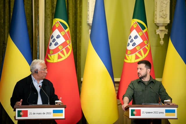 Primeiro-Ministro António Costa com o Presidente da República ucraniana, Volodimyr Zelensky, na conferência de imprensa conjunta, Kiev, 21 maio 2022