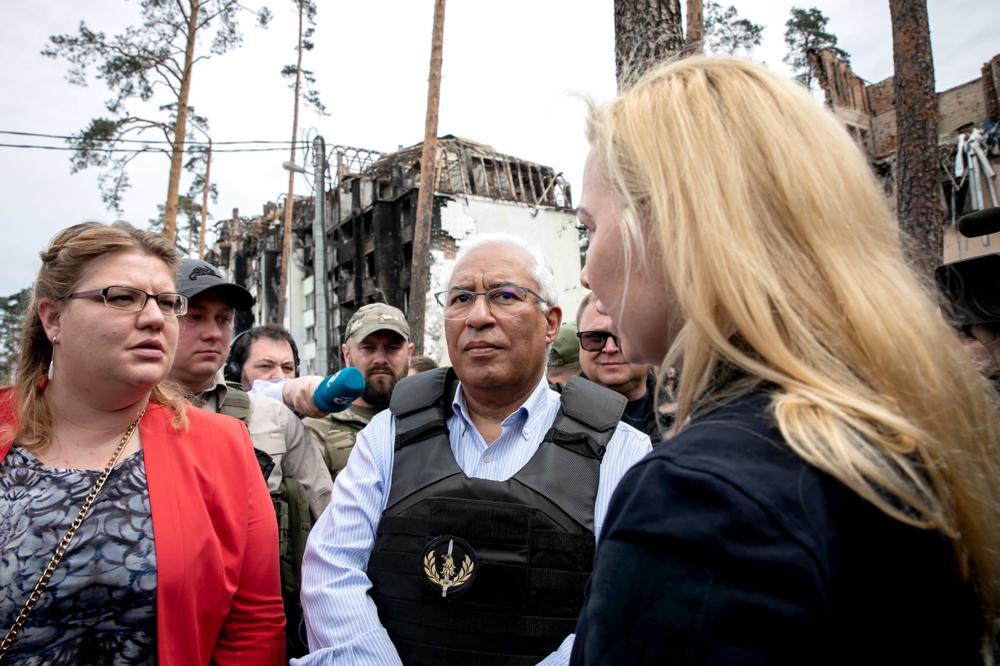 Primeiro-Ministro António Costa durante visita à cidade de Irpin, Ucrânia, 21 maio 2022