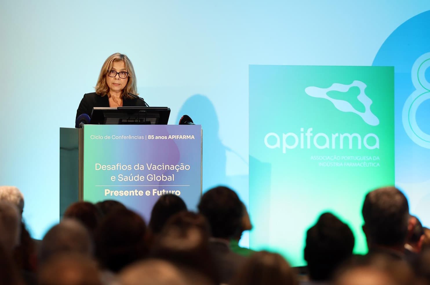 Ministra da Saúde, Ana Paula Martins, na conferência «Desafios da Vacinação e Saúde Global», Lisboa, 17 abril 2024